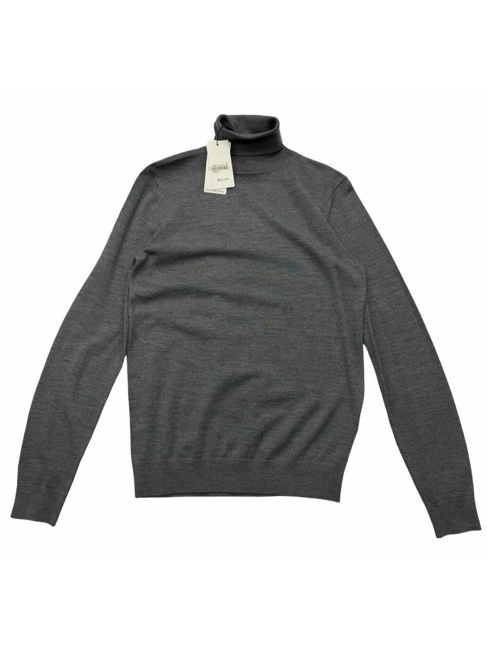 Reiss Caine Roll Merino Wool Turtleneck Sweater Mid Grey Melange Men's Size S